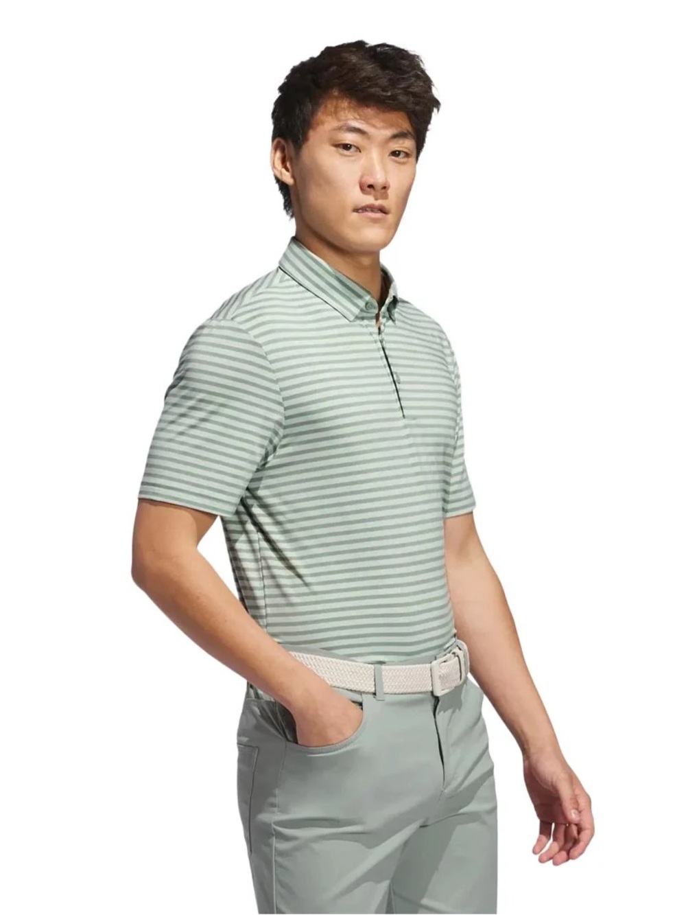 adidas mens Large New Mens Two Color Stripe Polo Shirt